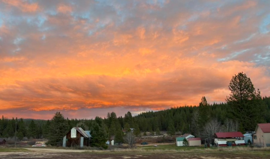 vibrant sunset with clouds over Placerville